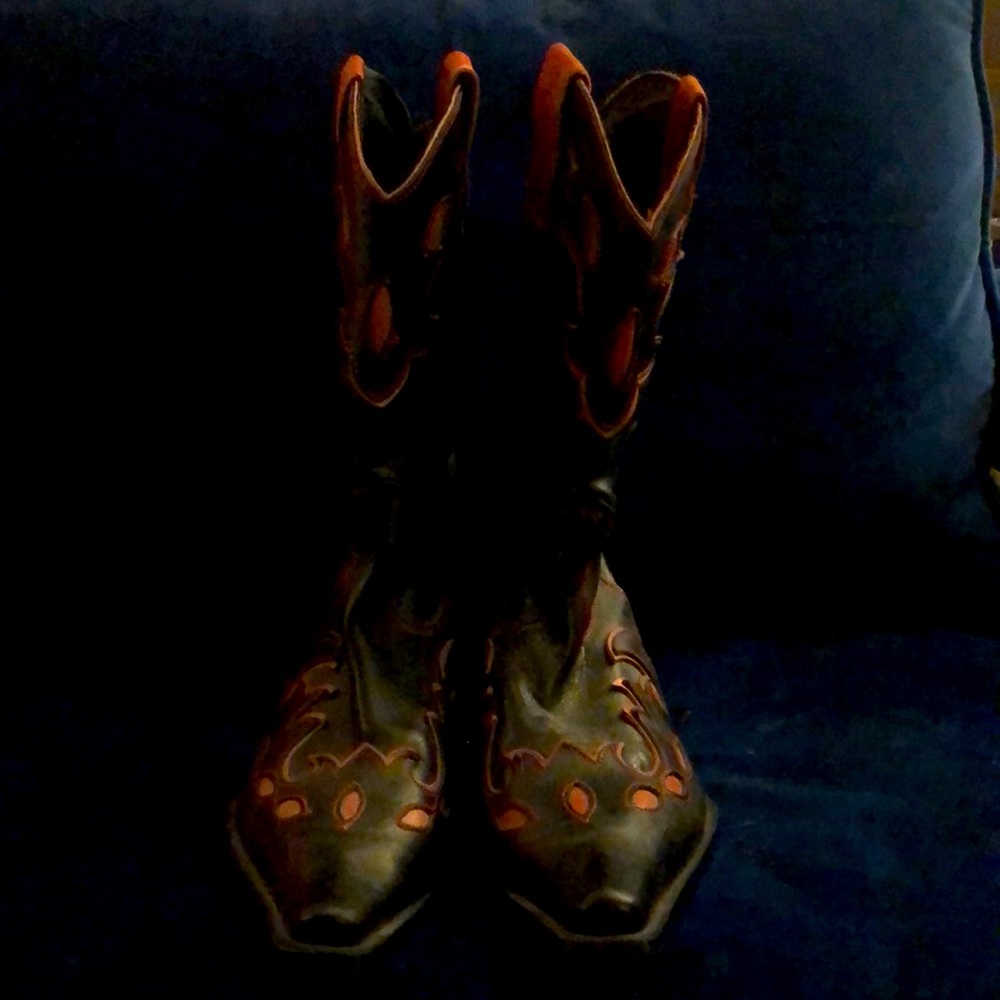 Classic Destroy Goth Rock Cowboy Boots Sz 39 8.5